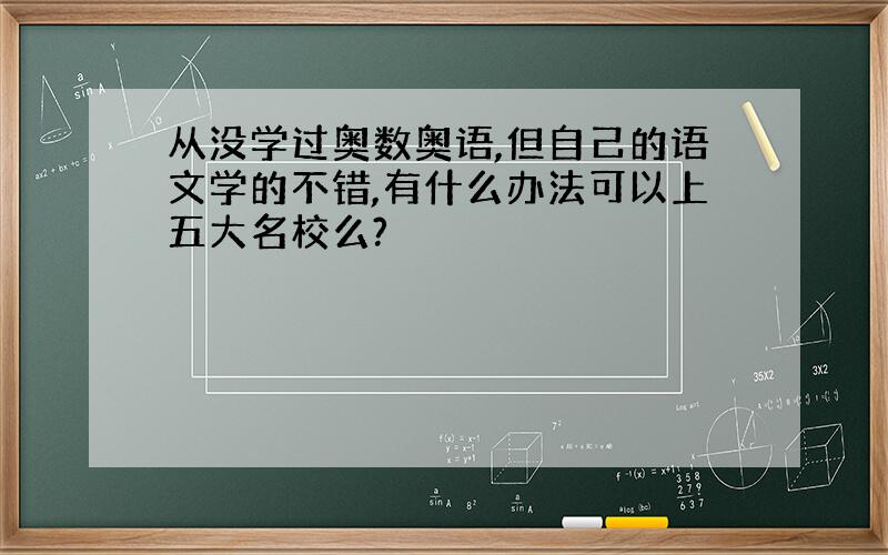 从没学过奥数奥语,但自己的语文学的不错,有什么办法可以上五大名校么?