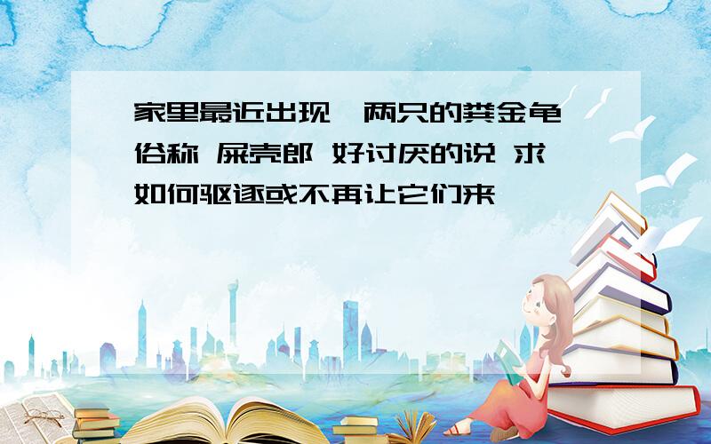 家里最近出现一两只的粪金龟 俗称 屎壳郎 好讨厌的说 求如何驱逐或不再让它们来