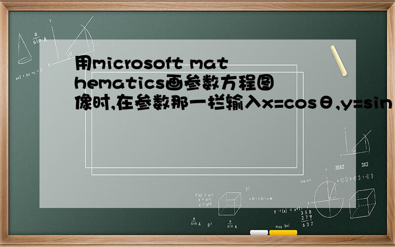 用microsoft mathematics画参数方程图像时,在参数那一栏输入x=cosθ,y=sinθ 怎么没有图呢?