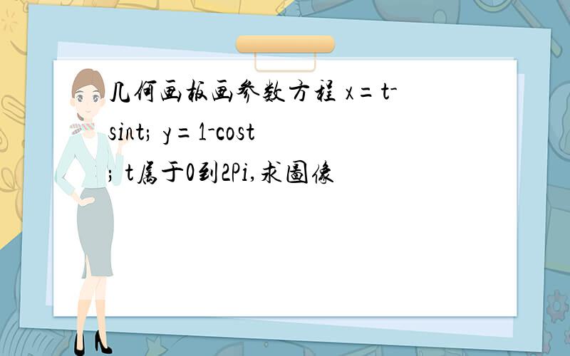 几何画板画参数方程 x=t-sint; y=1-cost; t属于0到2Pi,求图像