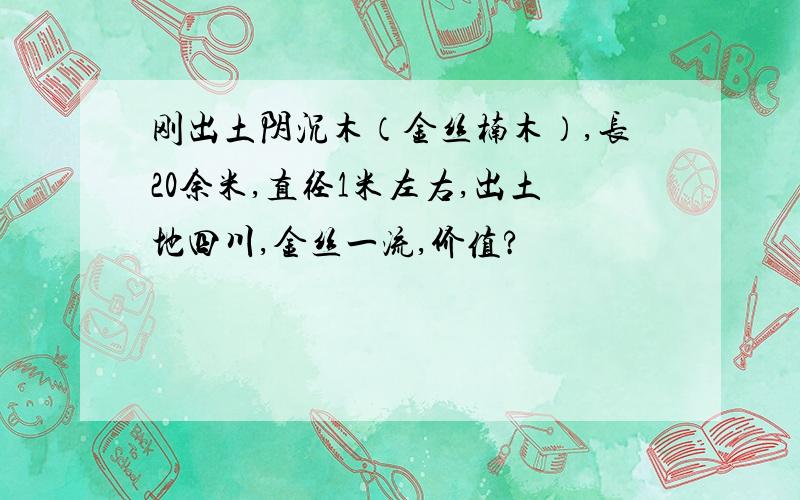 刚出土阴沉木（金丝楠木）,长20余米,直径1米左右,出土地四川,金丝一流,价值?