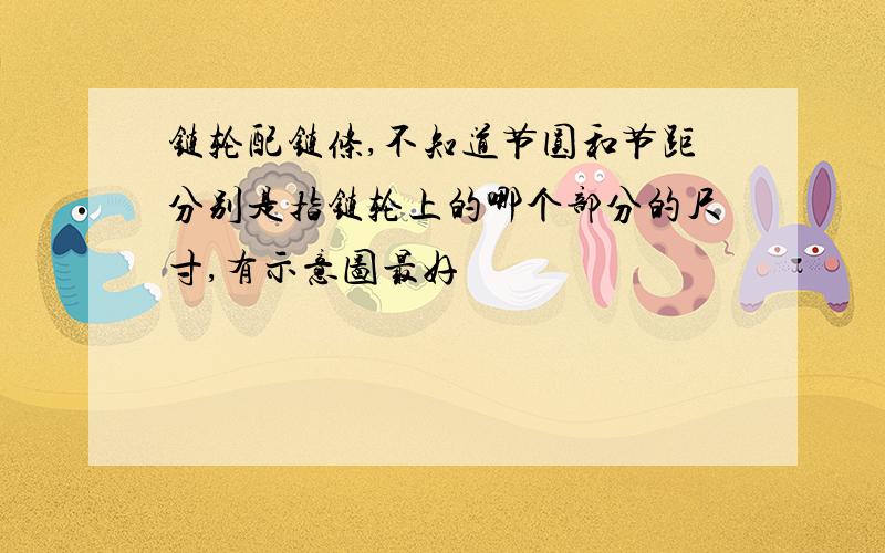 链轮配链条,不知道节圆和节距分别是指链轮上的哪个部分的尺寸,有示意图最好