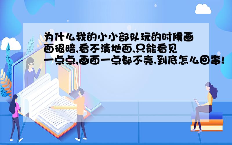 为什么我的小小部队玩的时候画面很暗,看不清地面,只能看见一点点,画面一点都不亮.到底怎么回事!