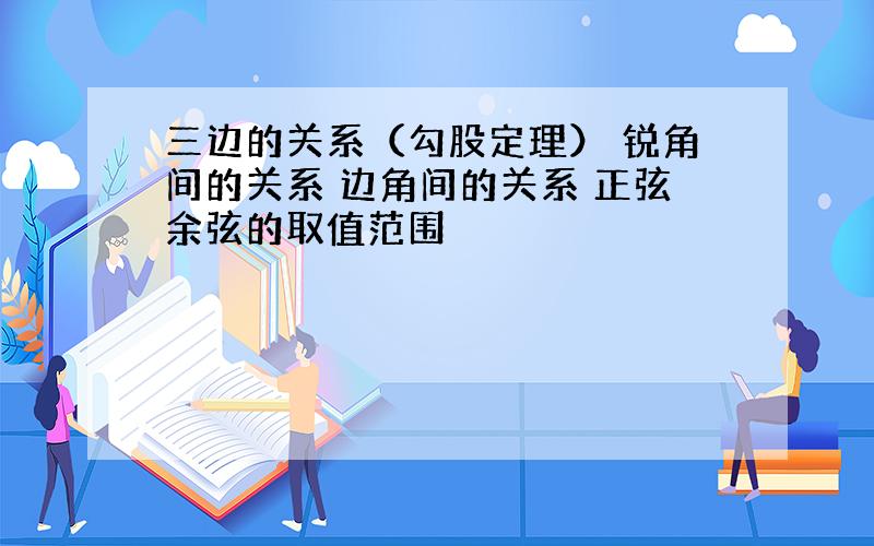 三边的关系（勾股定理） 锐角间的关系 边角间的关系 正弦余弦的取值范围