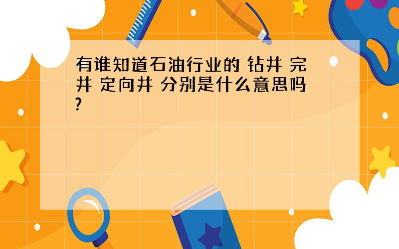 有谁知道石油行业的 钻井 完井 定向井 分别是什么意思吗?