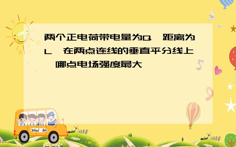 两个正电荷带电量为Q,距离为L,在两点连线的垂直平分线上,哪点电场强度最大