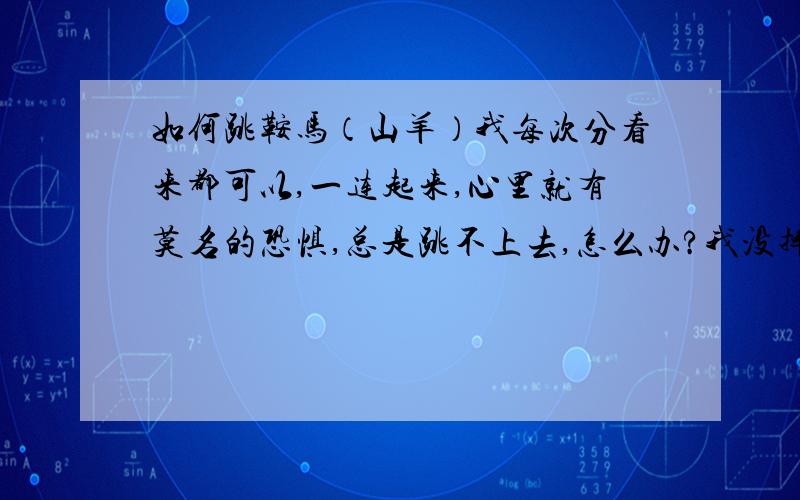 如何跳鞍马（山羊）我每次分看来都可以,一连起来,心里就有莫名的恐惧,总是跳不上去,怎么办?我没摔过,可是就是害怕,只要一