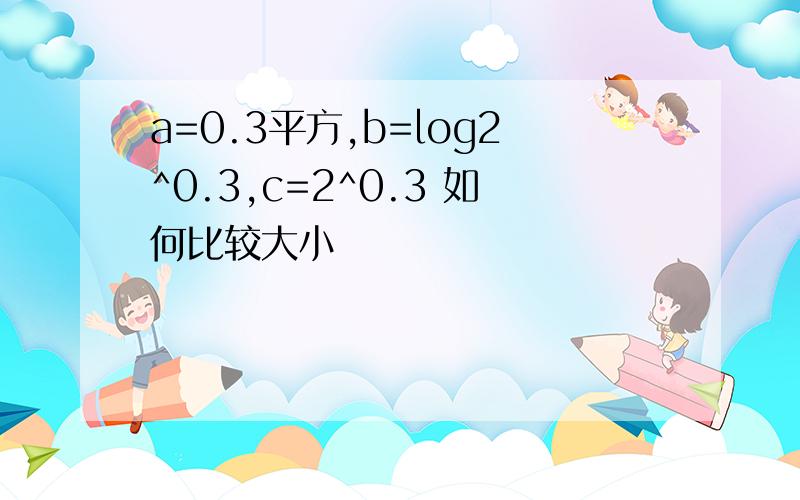 a=0.3平方,b=log2^0.3,c=2^0.3 如何比较大小