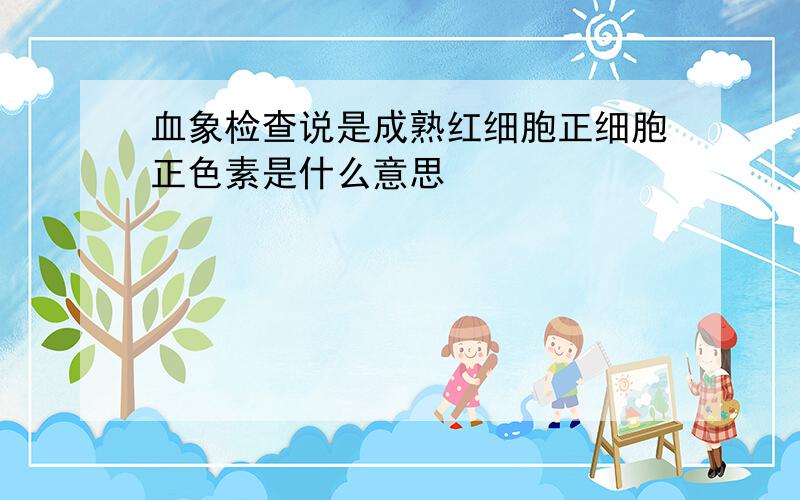 血象检查说是成熟红细胞正细胞正色素是什么意思