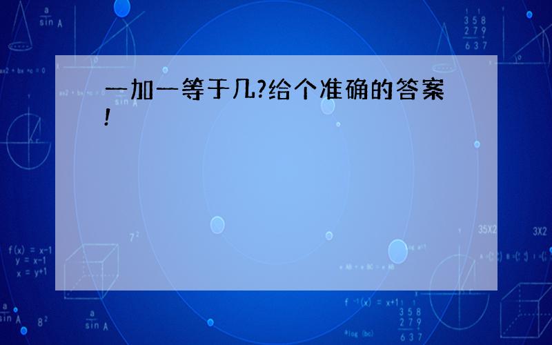 一加一等于几?给个准确的答案!