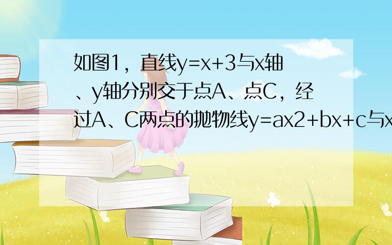 如图1，直线y=x+3与x轴、y轴分别交于点A、点C，经过A、C两点的抛物线y=ax2+bx+c与x轴的另一交点为B，顶