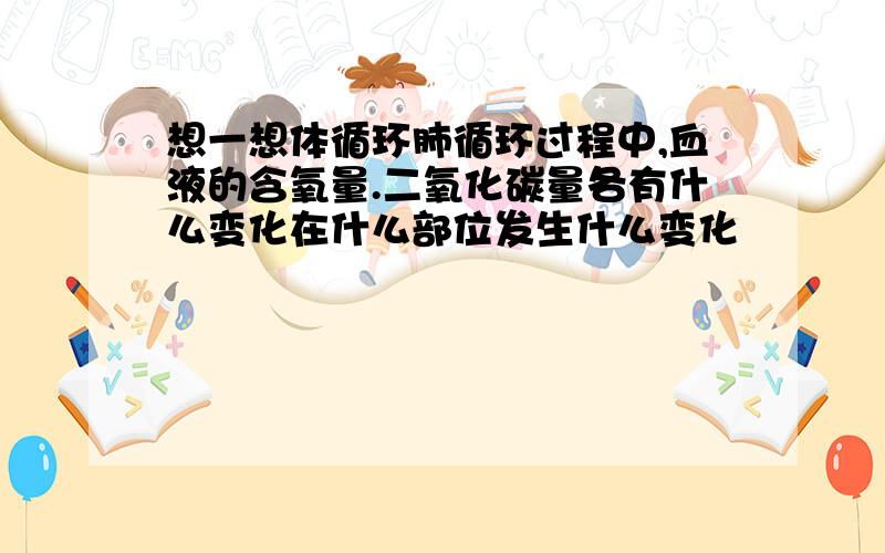 想一想体循环肺循环过程中,血液的含氧量.二氧化碳量各有什么变化在什么部位发生什么变化