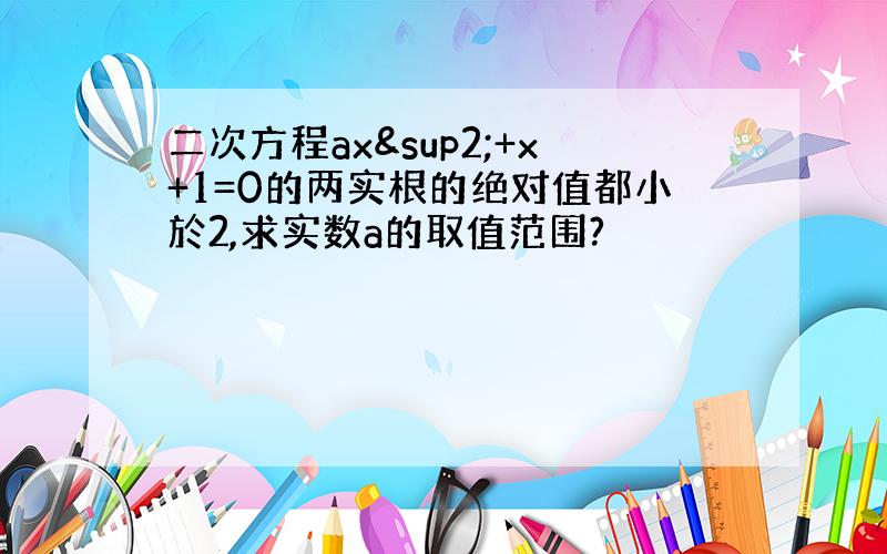 二次方程ax²+x+1=0的两实根的绝对值都小於2,求实数a的取值范围?