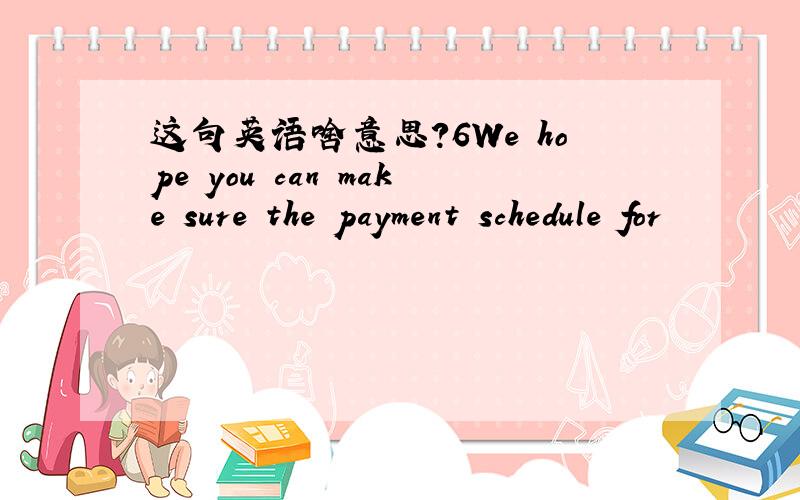 这句英语啥意思?6We hope you can make sure the payment schedule for