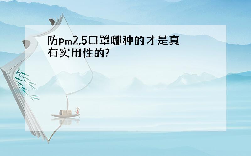 防pm2.5口罩哪种的才是真有实用性的?