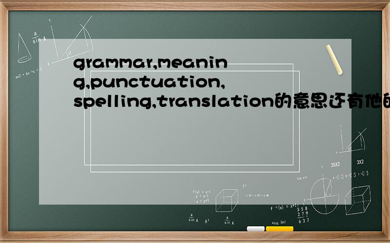 grammar,meaning,punctuation,spelling,translation的意思还有他的一个句子