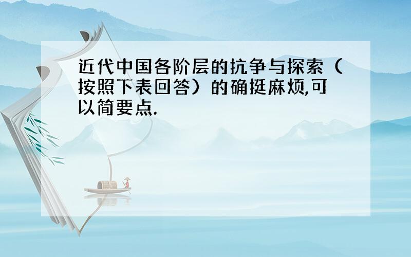 近代中国各阶层的抗争与探索（按照下表回答）的确挺麻烦,可以简要点.