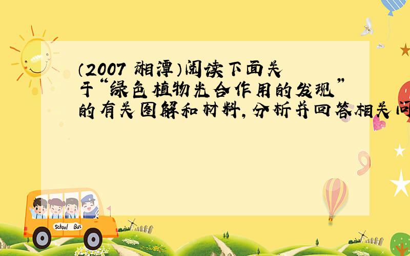 （2007•湘潭）阅读下面关于“绿色植物光合作用的发现”的有关图解和材料，分析并回答相关问题：