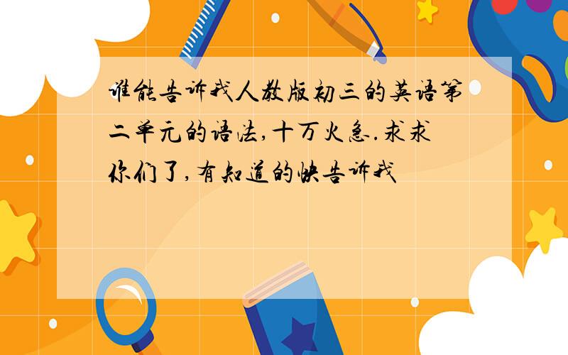 谁能告诉我人教版初三的英语第二单元的语法,十万火急.求求你们了,有知道的快告诉我