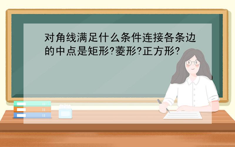 对角线满足什么条件连接各条边的中点是矩形?菱形?正方形?