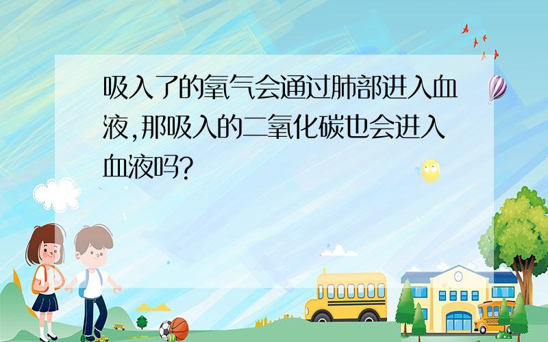 吸入了的氧气会通过肺部进入血液,那吸入的二氧化碳也会进入血液吗?