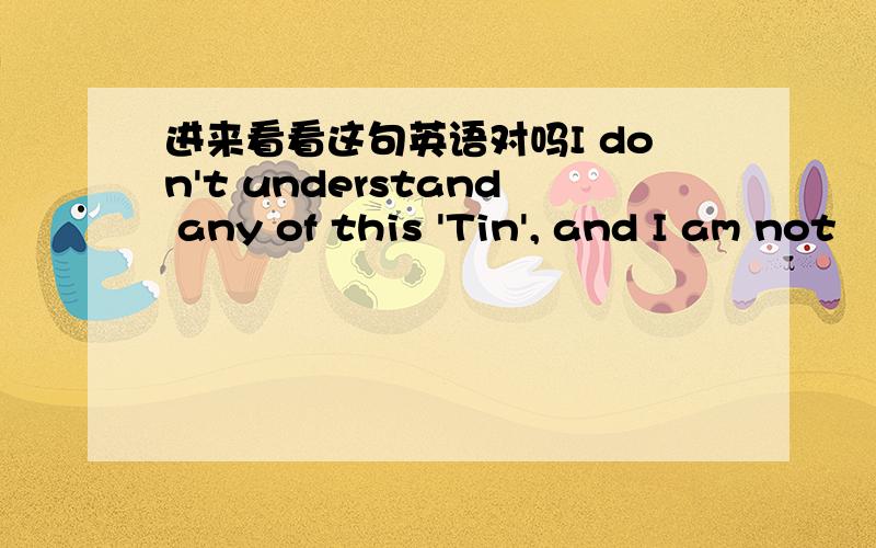 进来看看这句英语对吗I don't understand any of this 'Tin', and I am not