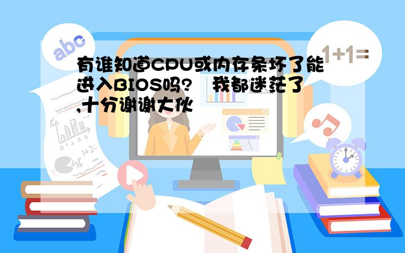 有谁知道CPU或内存条坏了能进入BIOS吗?　我都迷茫了,十分谢谢大伙