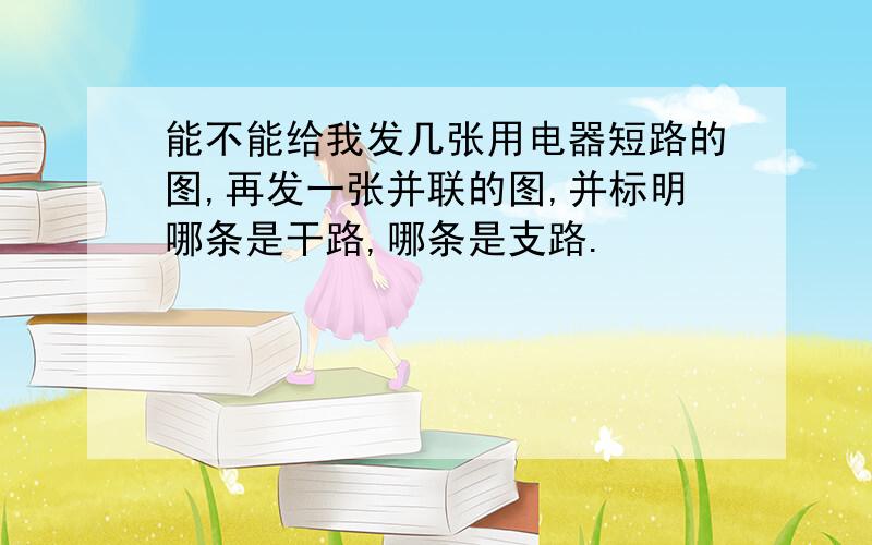 能不能给我发几张用电器短路的图,再发一张并联的图,并标明哪条是干路,哪条是支路.