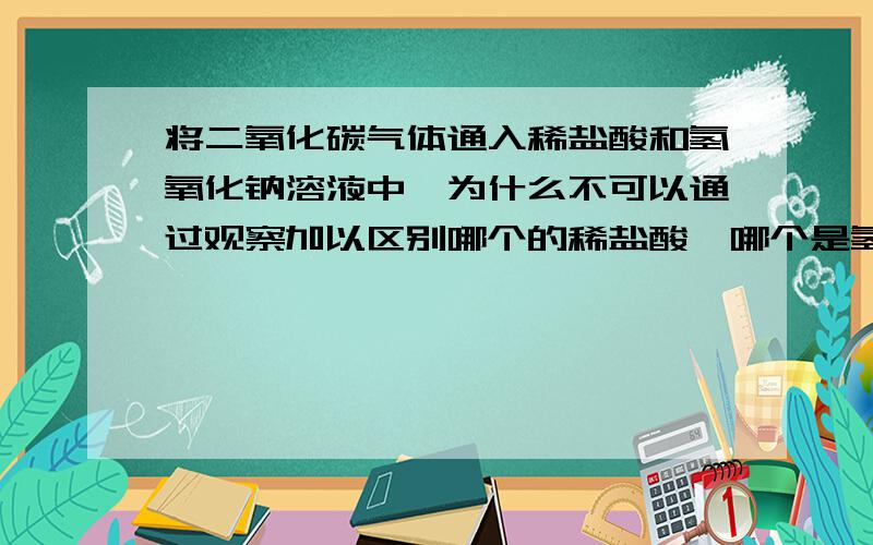 将二氧化碳气体通入稀盐酸和氢氧化钠溶液中,为什么不可以通过观察加以区别哪个的稀盐酸,哪个是氢氧化钠