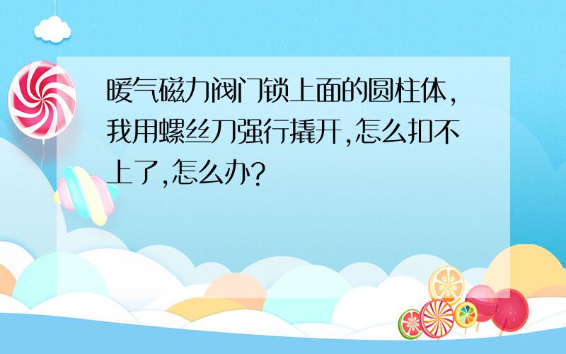 暖气磁力阀门锁上面的圆柱体,我用螺丝刀强行撬开,怎么扣不上了,怎么办?