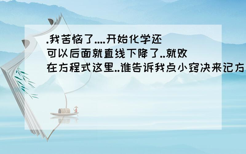 .我苦恼了....开始化学还可以后面就直线下降了..就败在方程式这里..谁告诉我点小窍决来记方程式..和怎么认神马神马酸