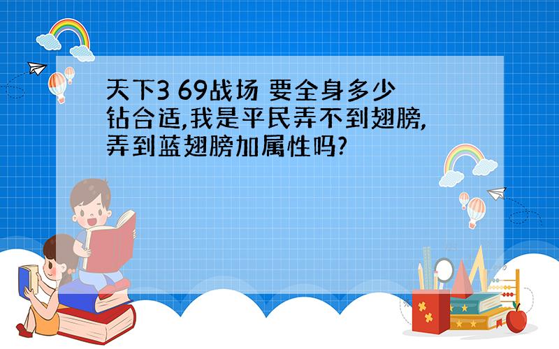 天下3 69战场 要全身多少钻合适,我是平民弄不到翅膀,弄到蓝翅膀加属性吗?