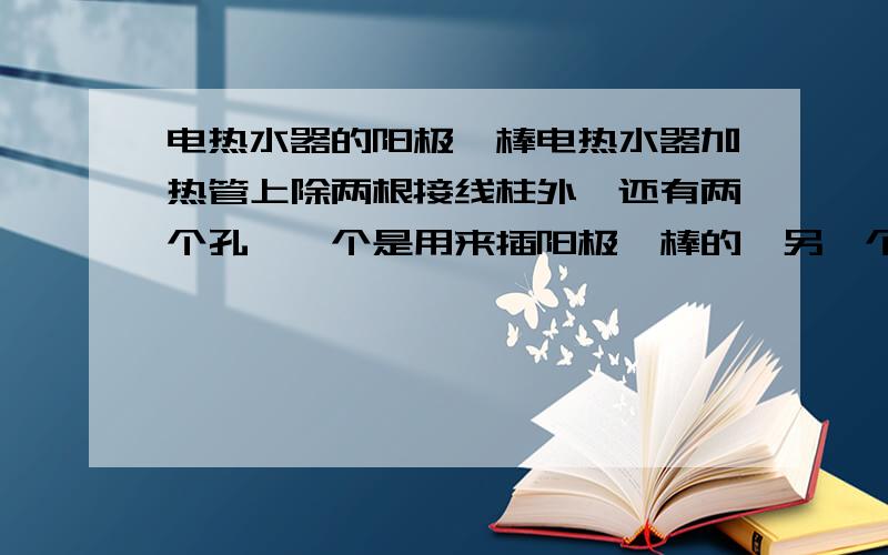 电热水器的阳极镁棒电热水器加热管上除两根接线柱外,还有两个孔,一个是用来插阳极镁棒的,另一个是用来插温度感应器的,请问这