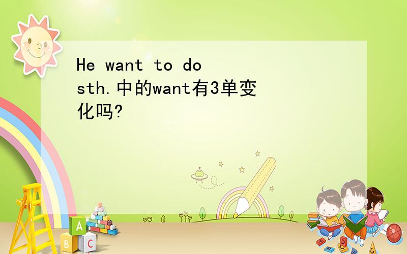 He want to do sth.中的want有3单变化吗?