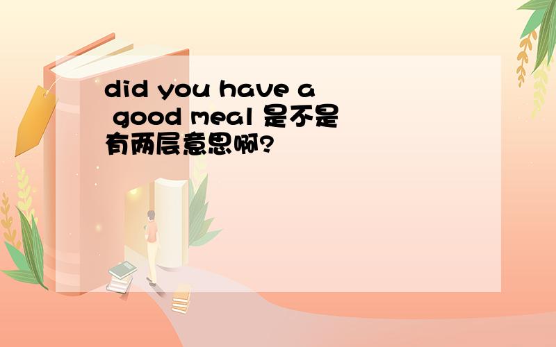 did you have a good meal 是不是有两层意思啊?