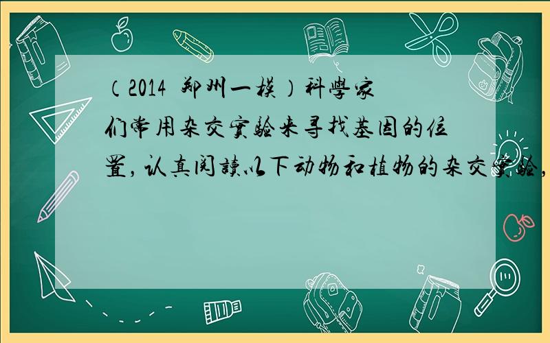 （2014•郑州一模）科学家们常用杂交实验来寻找基因的位置，认真阅读以下动物和植物的杂交实验，回答相关问题．