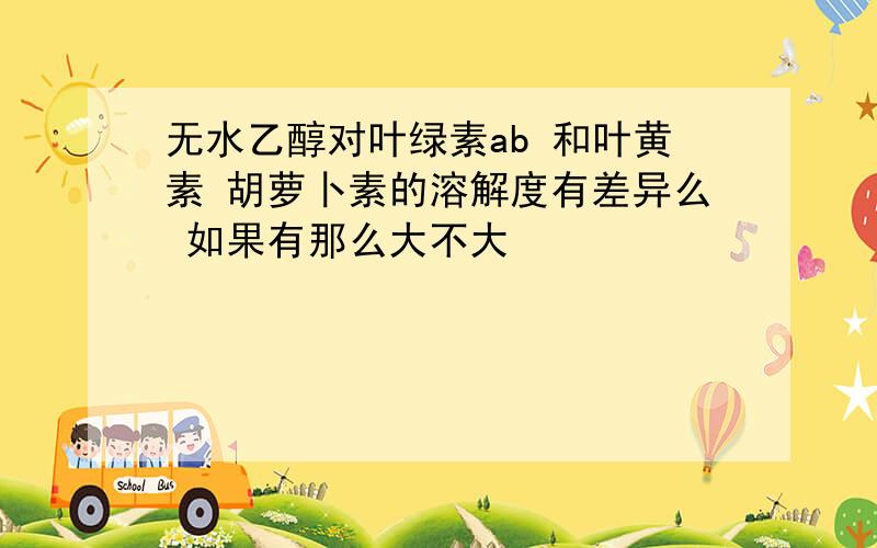 无水乙醇对叶绿素ab 和叶黄素 胡萝卜素的溶解度有差异么 如果有那么大不大