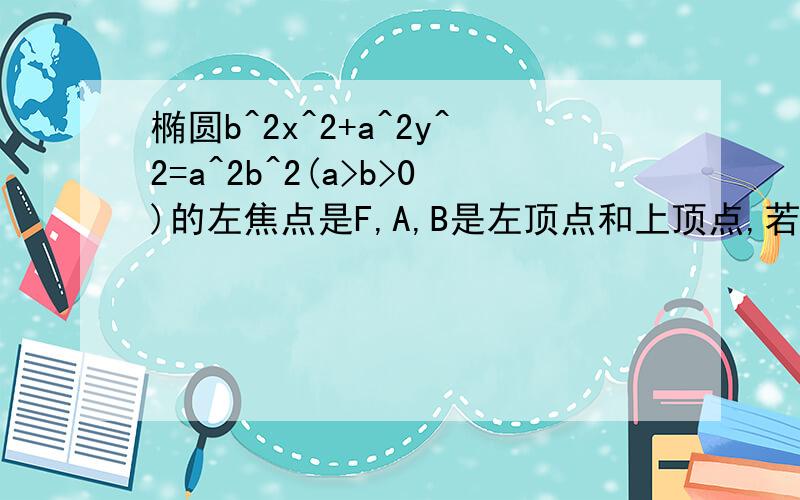 椭圆b^2x^2+a^2y^2=a^2b^2(a>b>0)的左焦点是F,A,B是左顶点和上顶点,若F到直线AB的距离是b