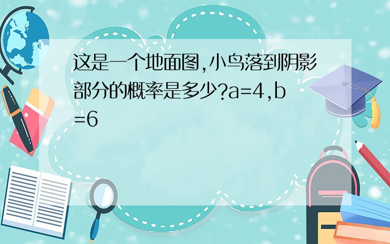 这是一个地面图,小鸟落到阴影部分的概率是多少?a=4,b=6