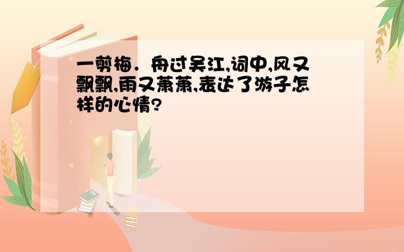 一剪梅．舟过吴江,词中,风又飘飘,雨又萧萧,表达了游子怎样的心情?