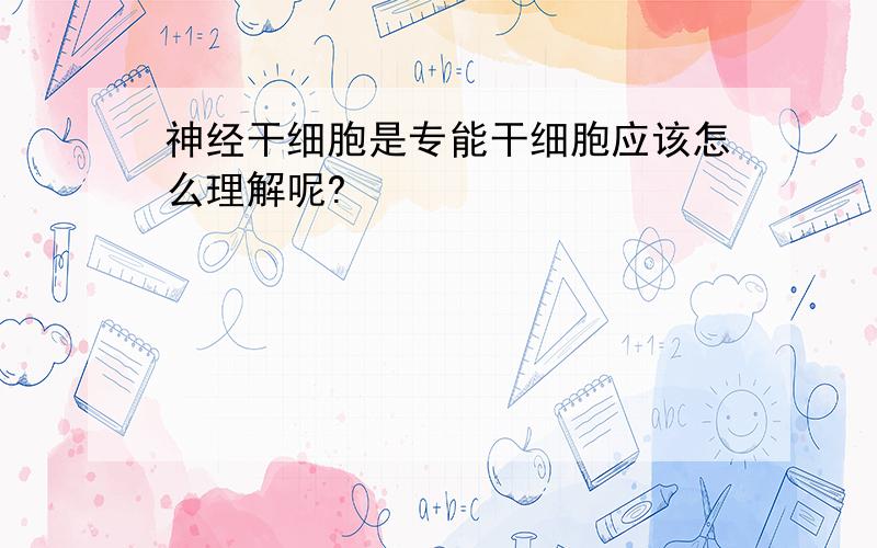 神经干细胞是专能干细胞应该怎么理解呢?