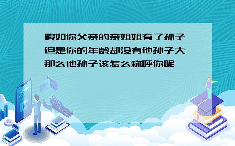 假如你父亲的亲姐姐有了孙子,但是你的年龄却没有他孙子大,那么他孙子该怎么称呼你呢