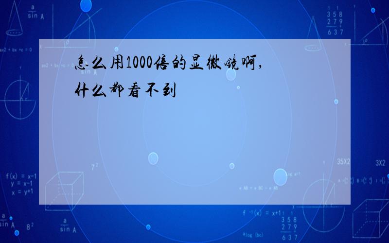 怎么用1000倍的显微镜啊,什么都看不到