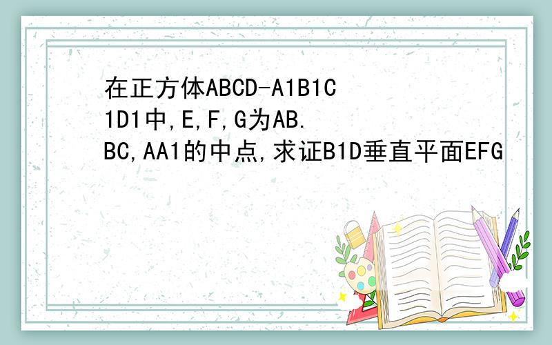 在正方体ABCD-A1B1C1D1中,E,F,G为AB.BC,AA1的中点,求证B1D垂直平面EFG