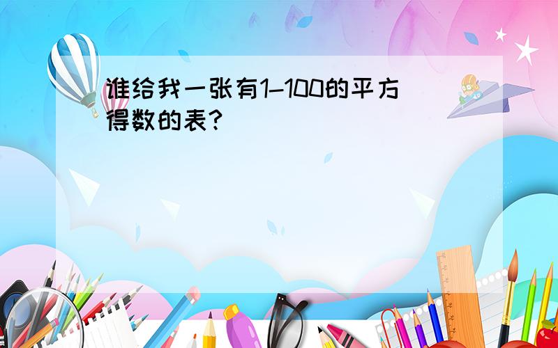 谁给我一张有1-100的平方得数的表?