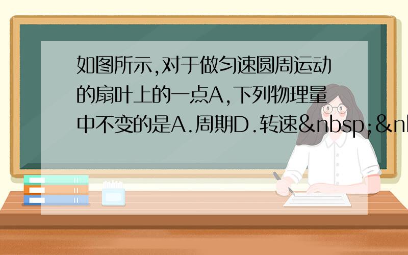 如图所示,对于做匀速圆周运动的扇叶上的一点A,下列物理量中不变的是A.周期D.转速   我