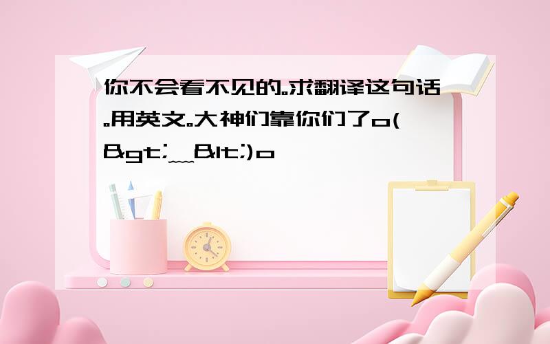 你不会看不见的。求翻译这句话。用英文。大神们靠你们了o(>﹏<)o