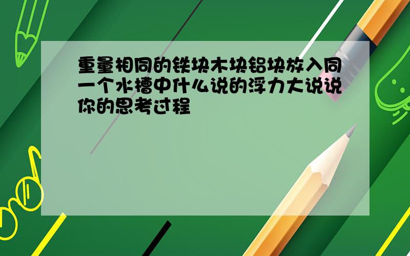 重量相同的铁块木块铝块放入同一个水槽中什么说的浮力大说说你的思考过程