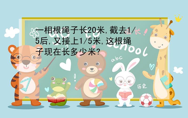 一相根绳子长20米,截去1/5后,又接上1/5米,这根绳子现在长多少米?