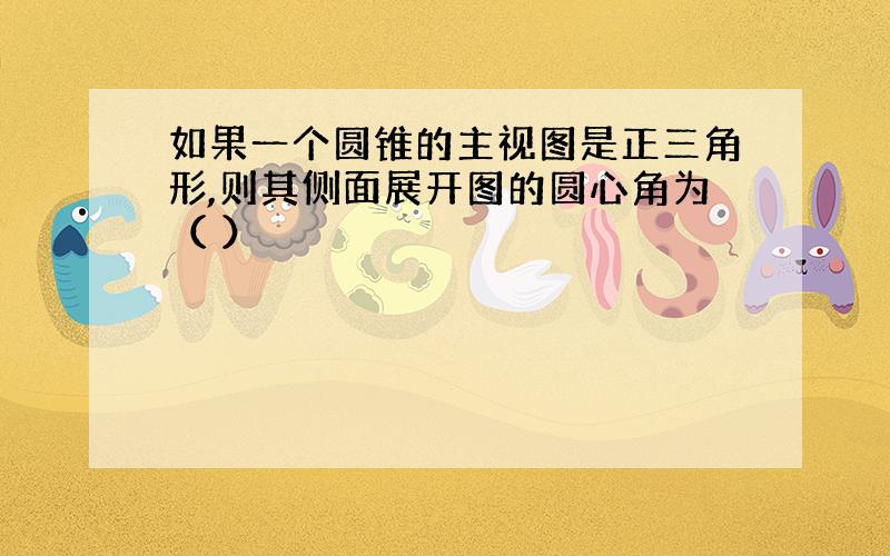 如果一个圆锥的主视图是正三角形,则其侧面展开图的圆心角为（ ）